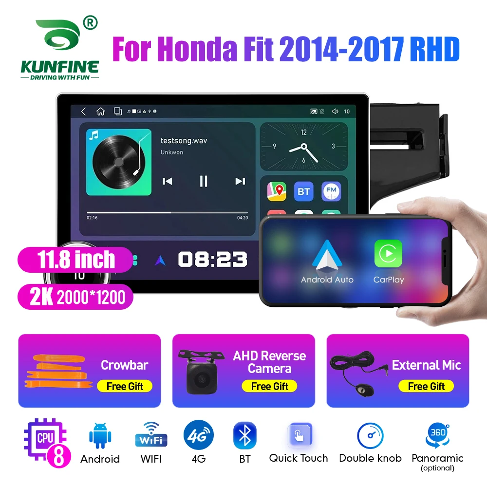 11.8 Inch 2K Double Knobs 2 Din Car Radio For Honda Fit 2014-2017 Car Radio DVD Multimedia Video Player Android Auto Carplay