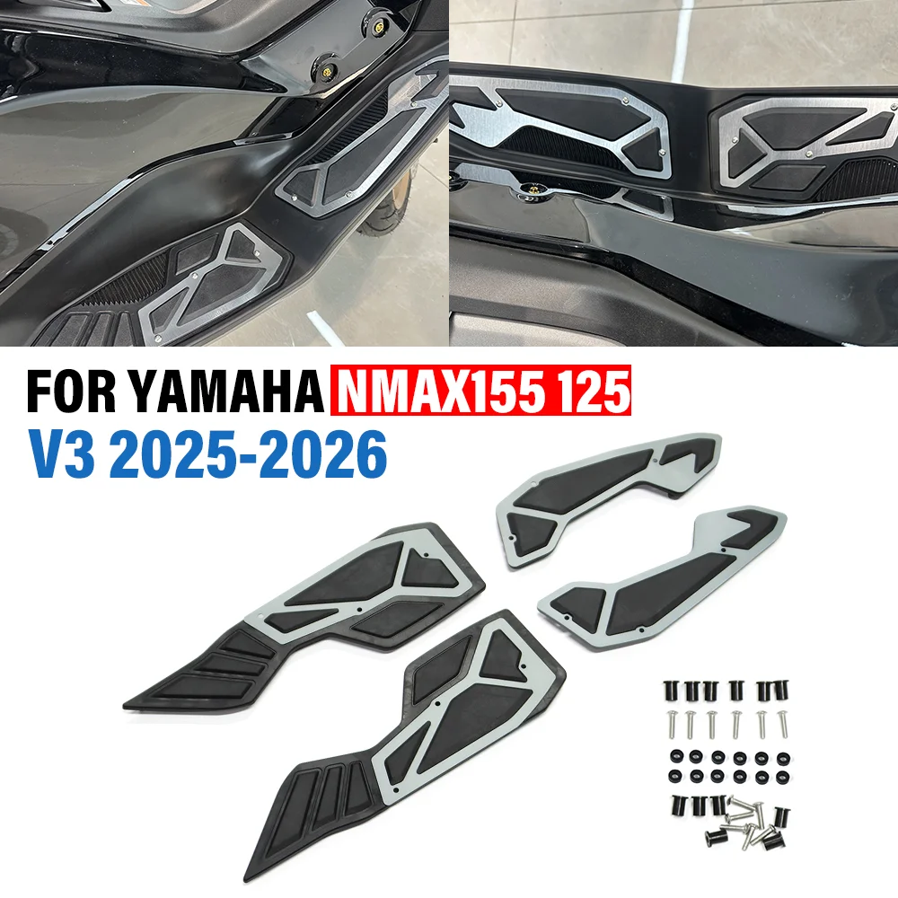 Reposapiés para Motocicleta YAMAHA NMAX155 NMAX125 NMAX V3 2025 2026, Almohadillas para Pedales, Plataforma de Pedales, Cojín para Pedales