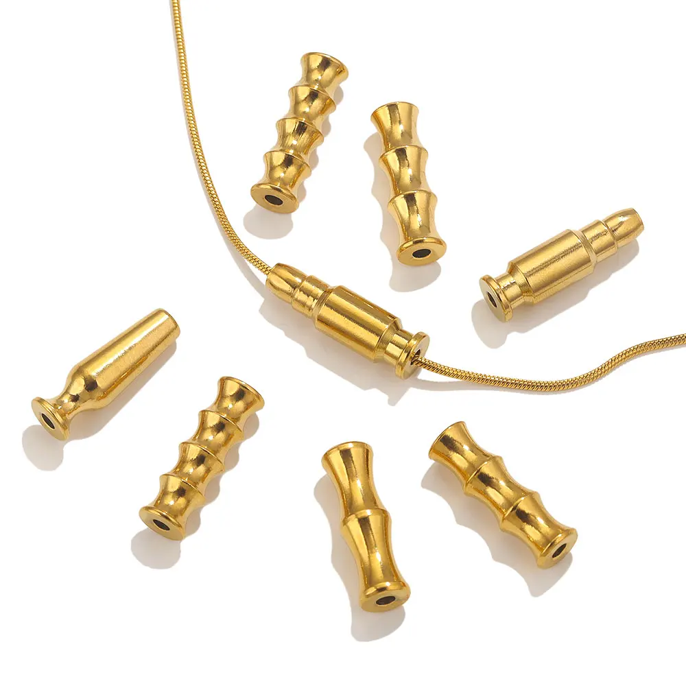 5pcs Stainless Steel Long Tube Spacer Beads For Jewelry Making Bullet Wine Glass Bamboo Beads Charms diy jewelry Findings