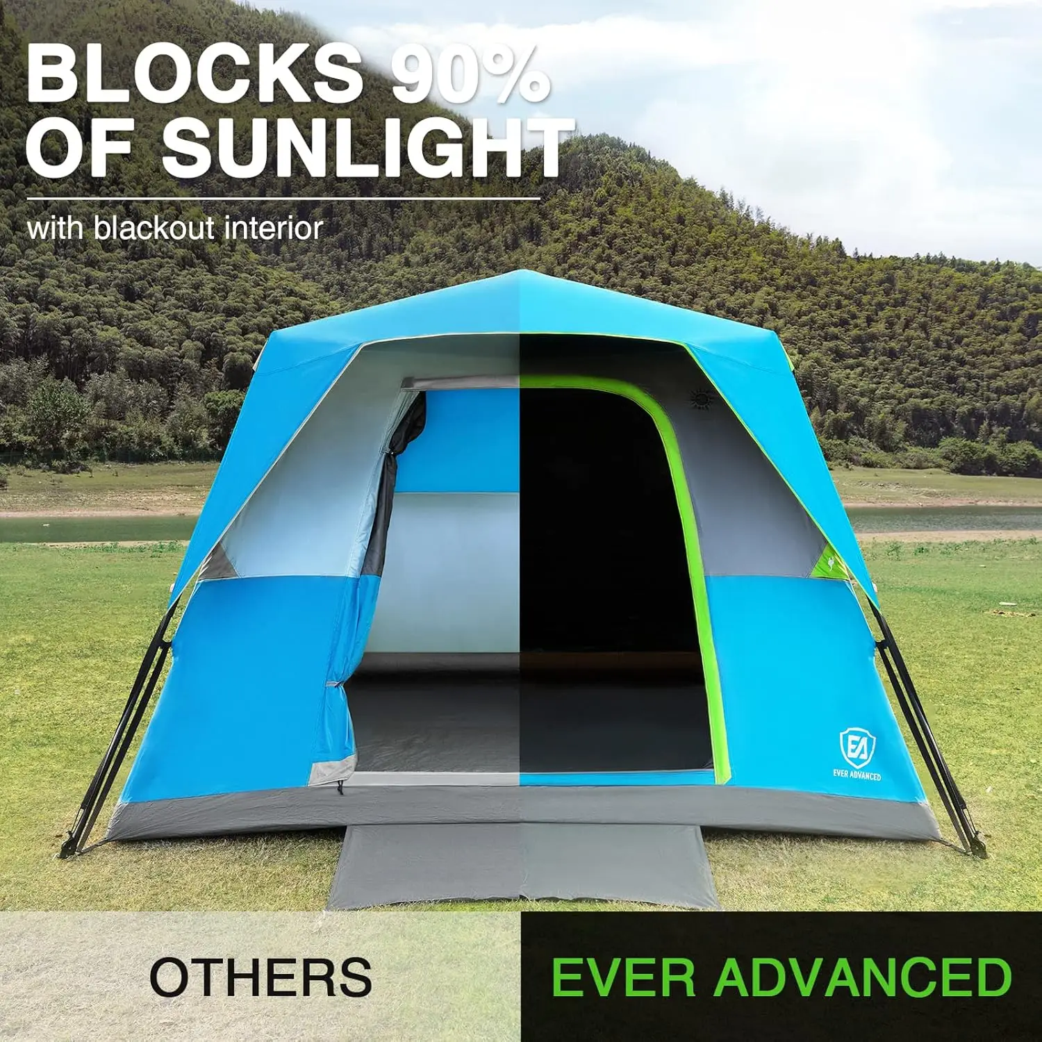 Person Blackout Camping Tent Instant Cabin Tents for Family with  60s Easy Setup, Water-Resistant