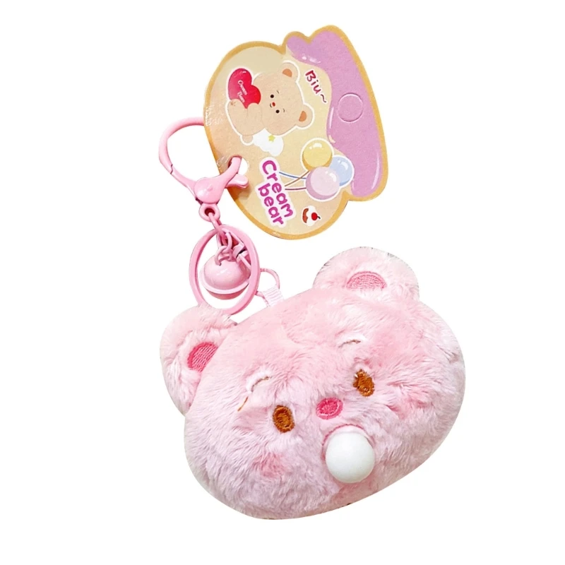 Butter Bear Pendant Keychain Blowing Bubble Adorable Charm for Kids