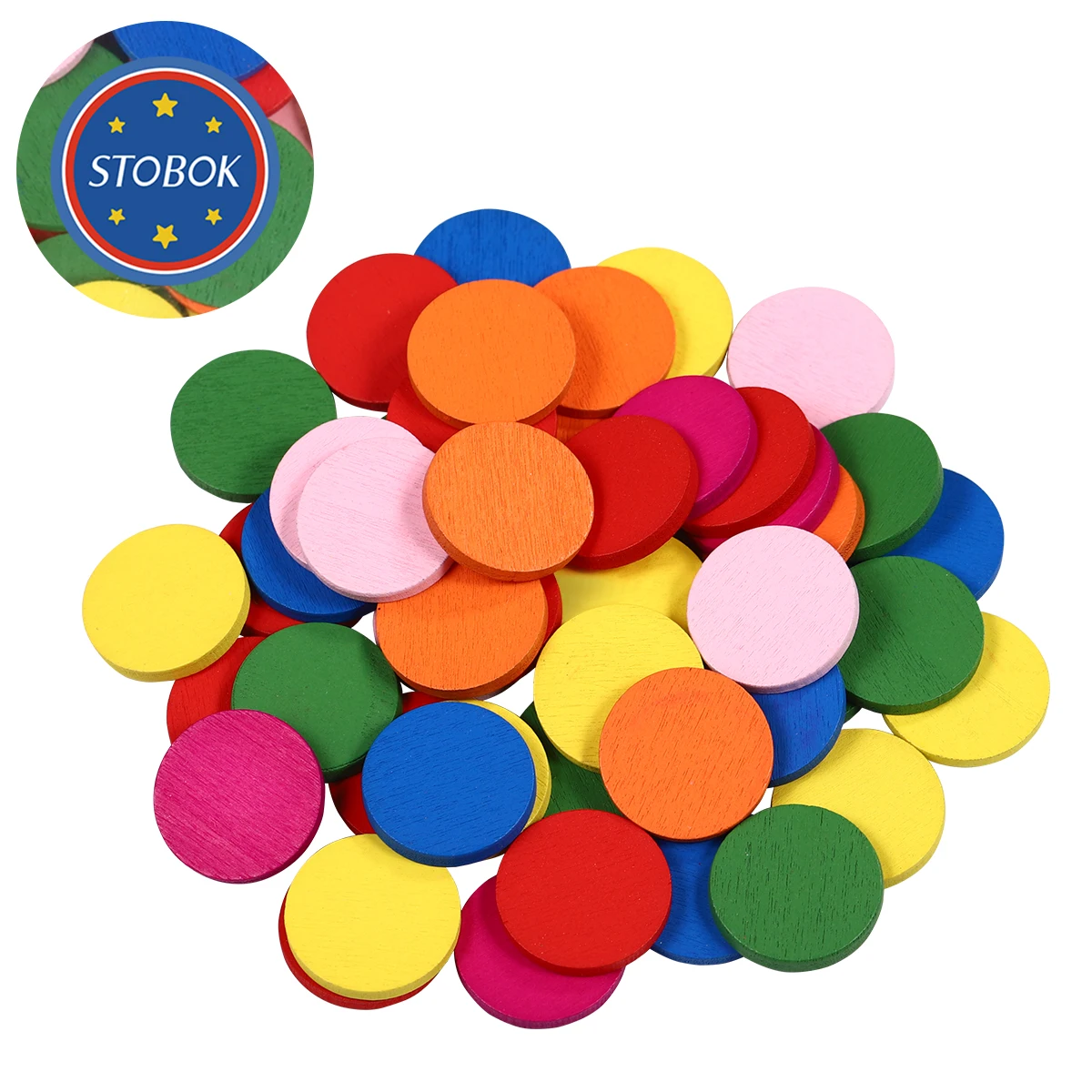 

50pcs 50 Pieces Colorful Wood Disc Premium Quality Math Tools for Kids Toys Round Chips Montessori Education DIY Decor