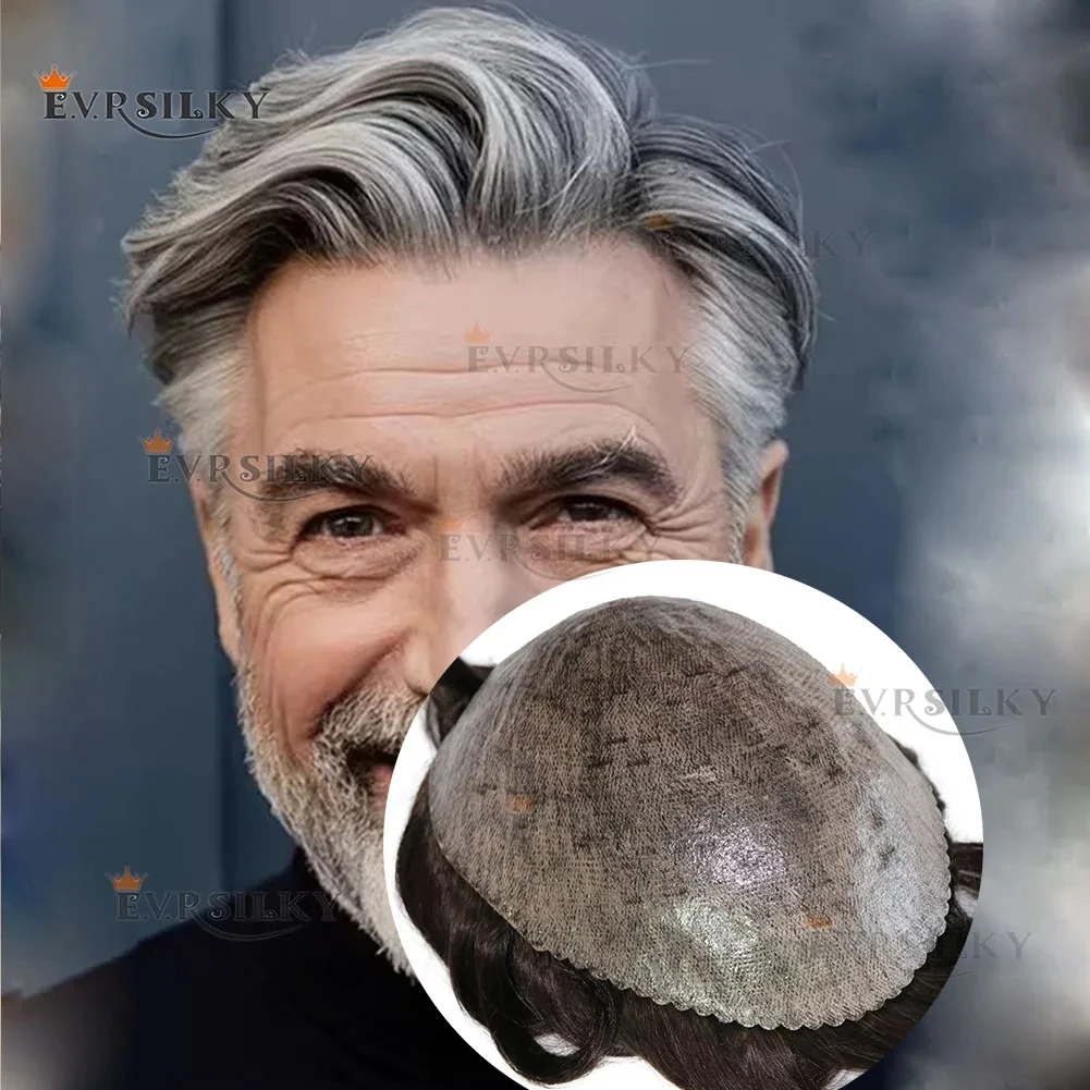 

Super Natural Hairline 1b50 1B80 Grey Durable Thin Male Brown Mens Toupee Blonde Brown Human Hair Wig Microskin Skin Pu Prosthes
