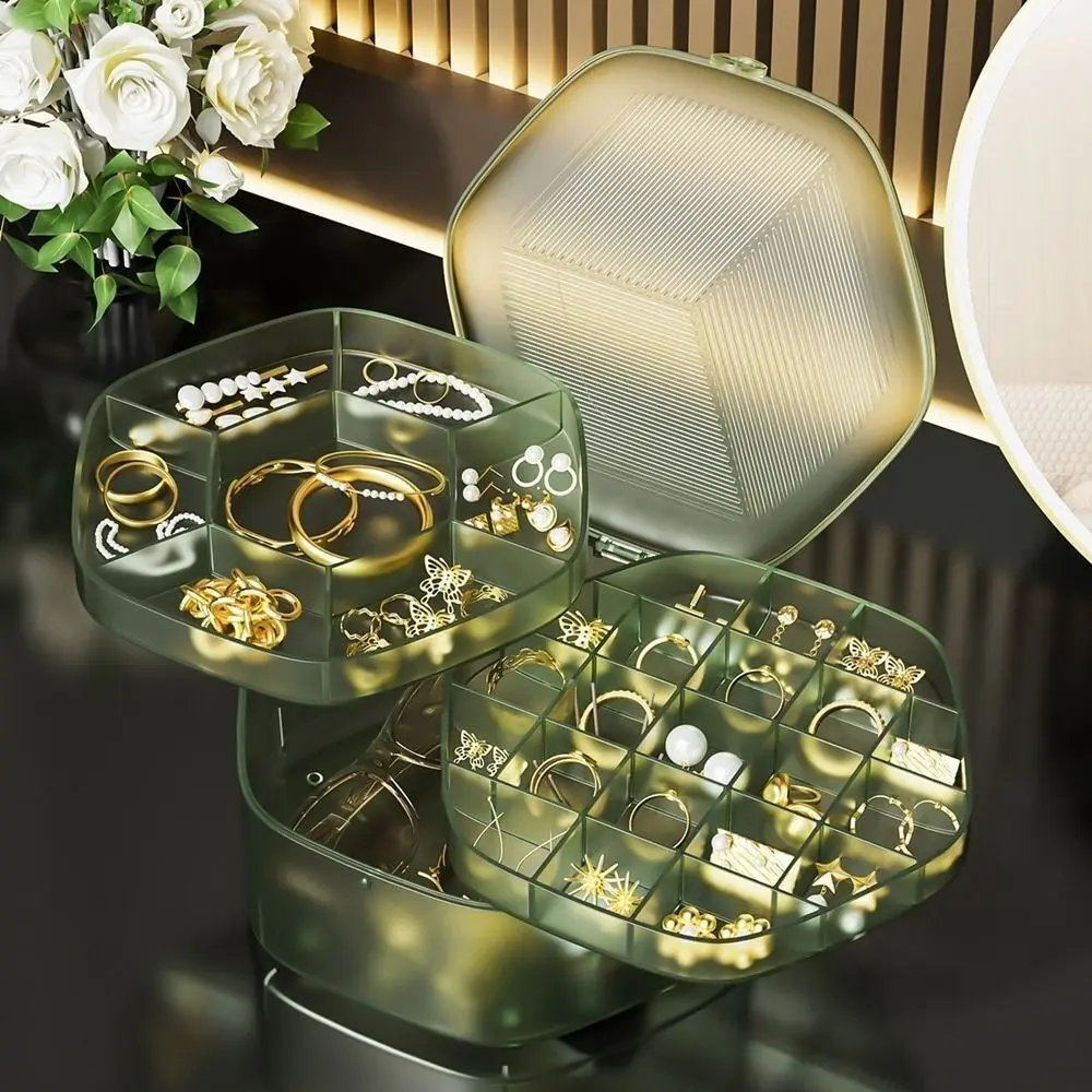 Fashion Plastic Jewelry Storage Box Transparent Large-Capacity Jewelry Display Case Portable 3 Layers Storage Organizer Wedding