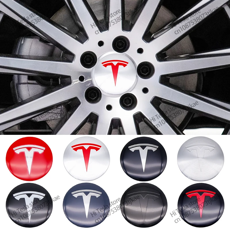 4pcs 56mm 65mm Car Wheel Hub Center Caps Emblem Stickers for Tesla Model 3 Y S X Roadster P75D P85D P90D P100D Auto Accessories