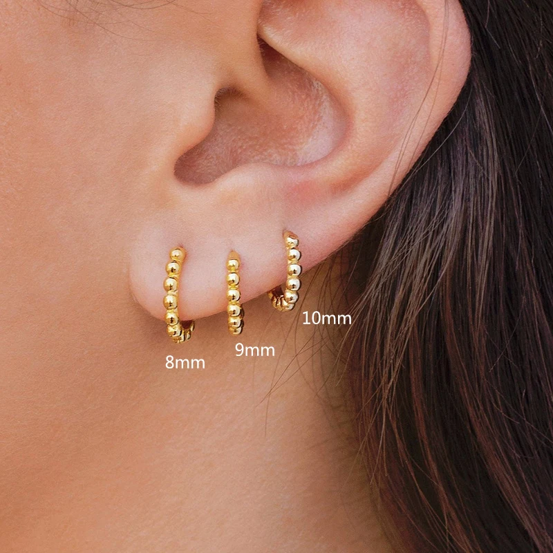 925 Sterling Silver Ear Needle Minimalist 6mm/8mm/10mm Hoop Earrings for Women Fashion Round Earrings Fine Jewelry Accessories