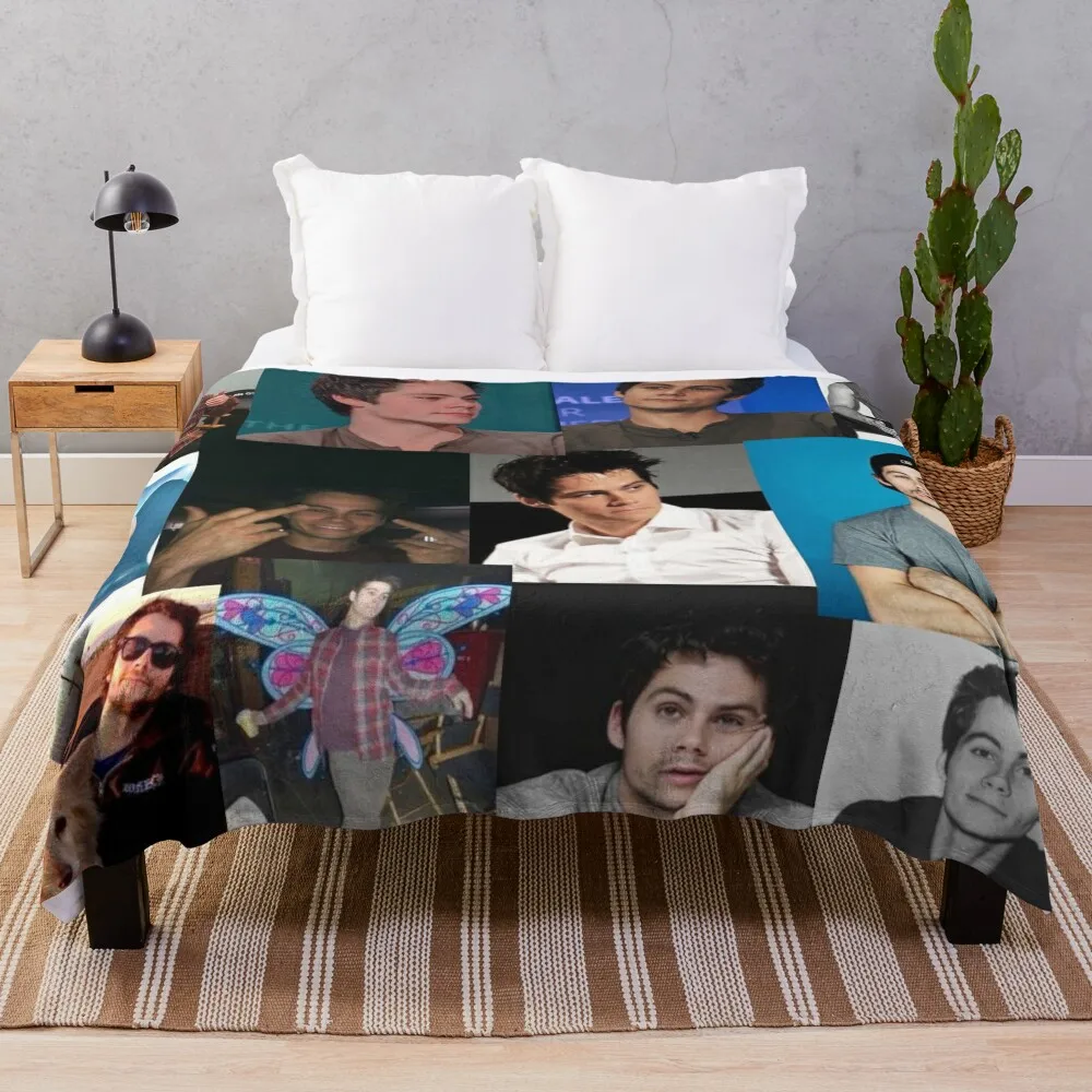 

Dylan O'Brien pic collage Throw Blanket Winter beds Bed linens Sofa Quilt wednesday Blankets