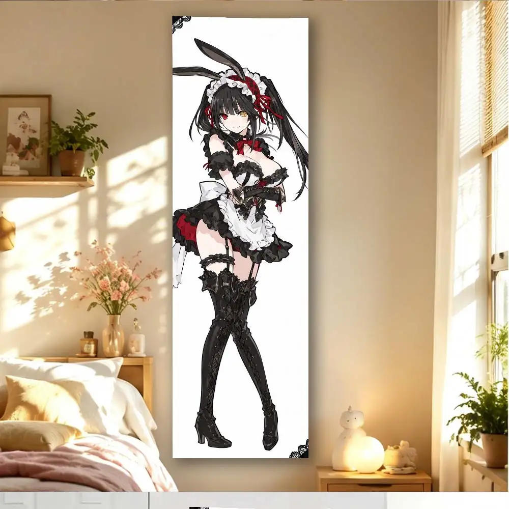 Kurumi Tokisaki Date A Live Vertical Long Tapestry Bunny Ear Maid Anime Girl Wall Hanging Bedroom Dorm Otaku Decor Fan Gift