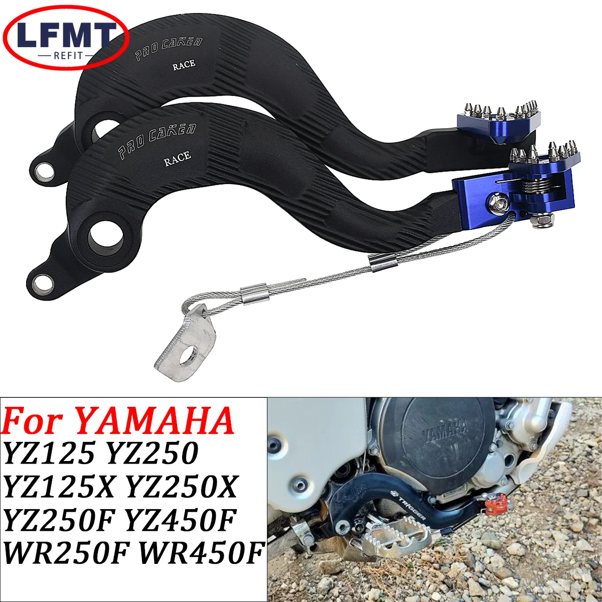 Для Yamaha YZ125 YZ125X YZ250 YZ250X YZ250F YZ400F YZ426F YZ450F WR250F WR400F WR426F WR450F 01-2023 Рычаг заднего тормоза с ЧПУ