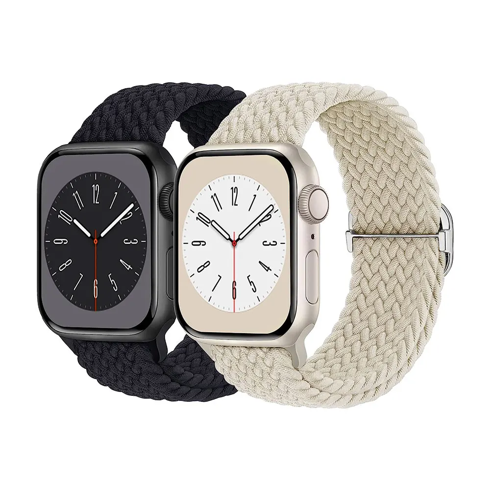 Braided Loop For Apple Watch Strap Ultra 2 49mm 44mm 40mm 45mm 41mm 42mm 38mm Elastic Nylon Band for IWatch Series 9 7 SE 3 6 8