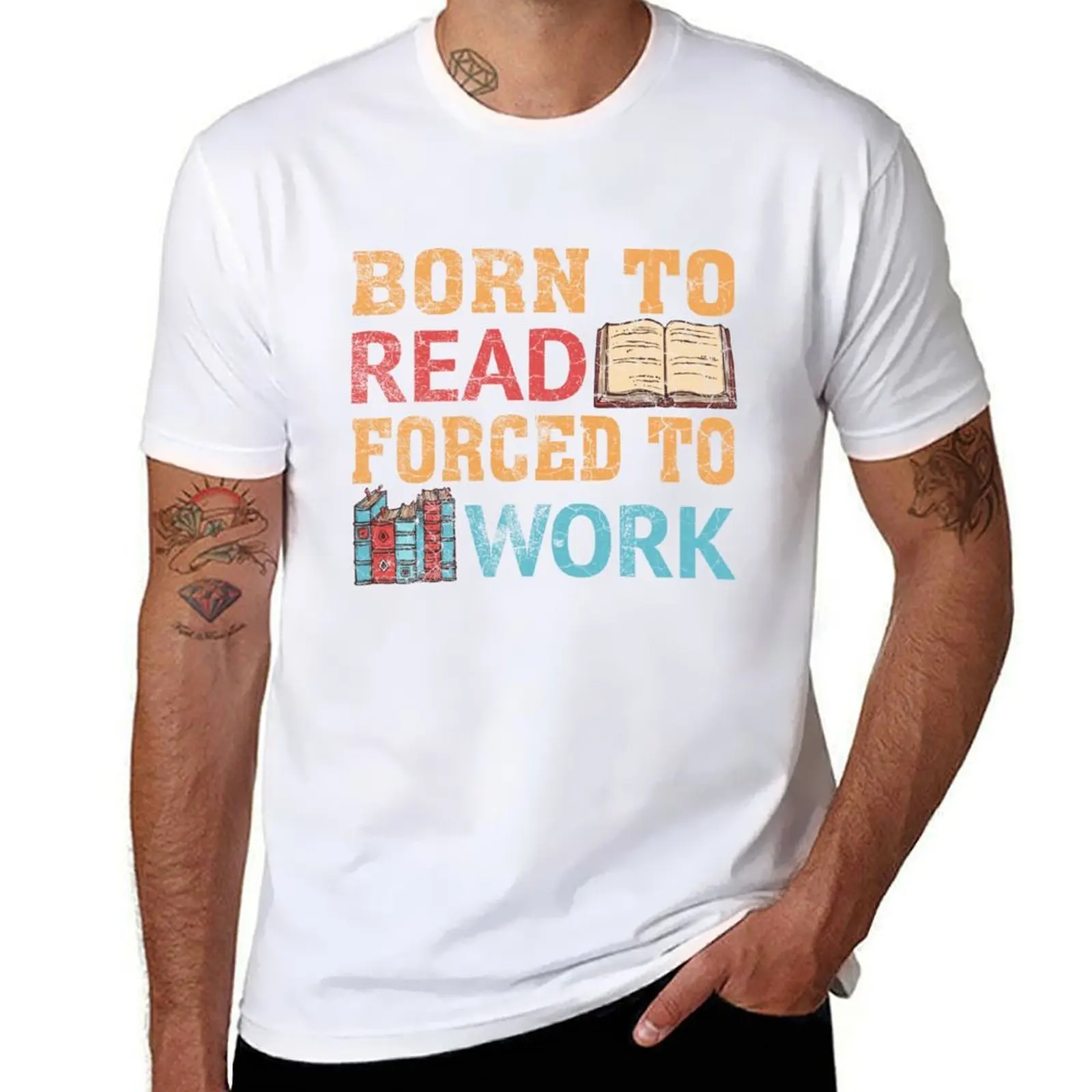 

Funny Bookworm Born to read Forced to Work Reading Enthusiast T-Shirt cotton t shirt man t shirts for man pack white T-Shirt