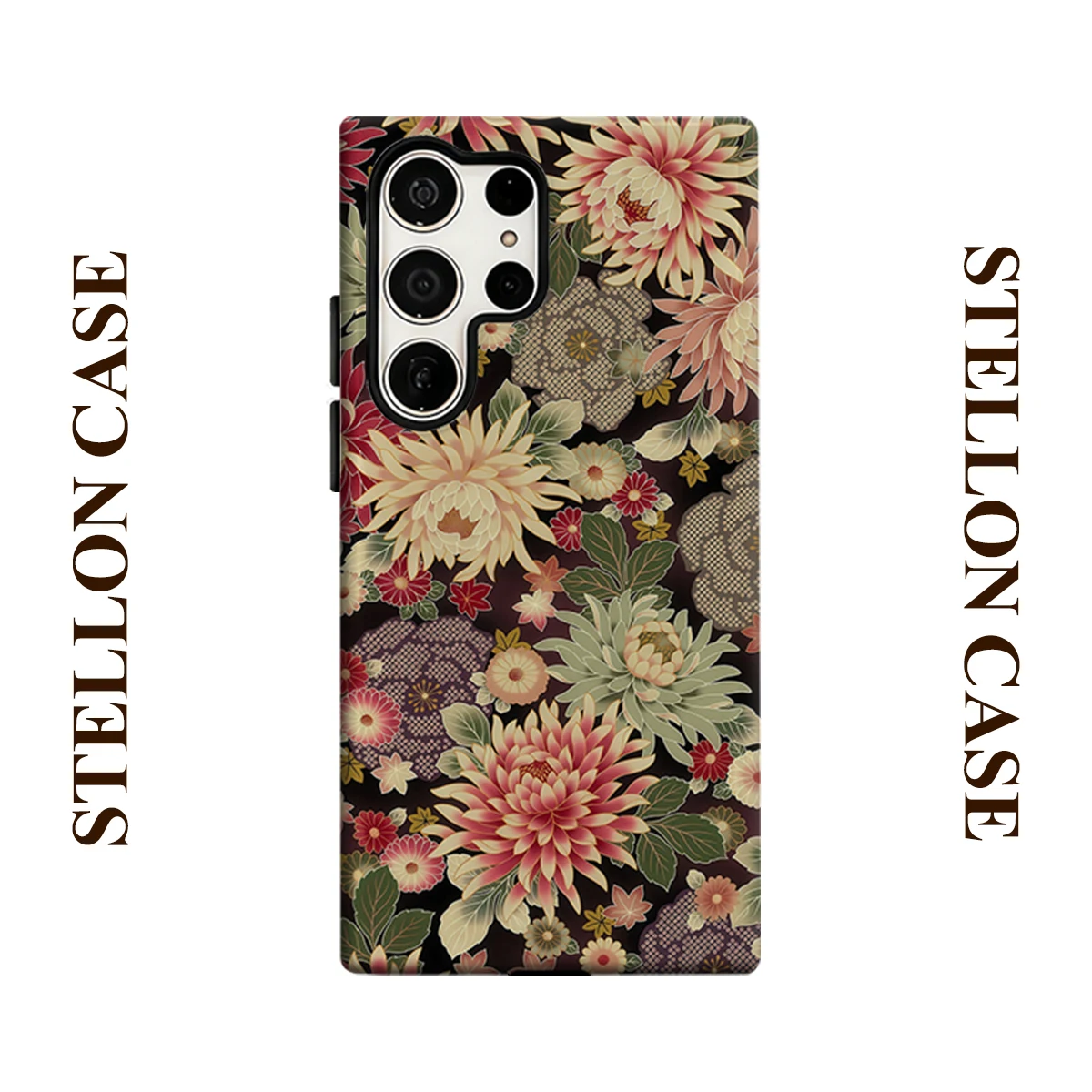 Japanese Floral Kimono For Samsung Galaxy Phone Case S23 S20 S25 FE S24 Plus S26 Ultra 2-IN-1 Shockproof Bumper Hard PC