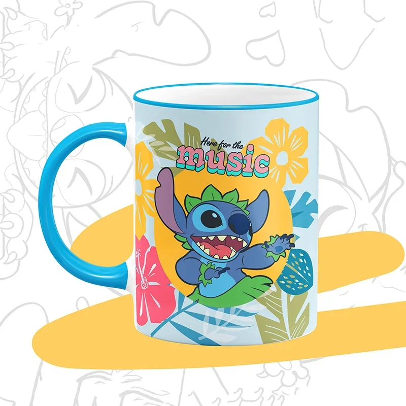 Disney Stitch Coffee Mugs Cute Cartoon Milk Mugs Creative Fashion Mugs Handle Kids Water Cup 300ML