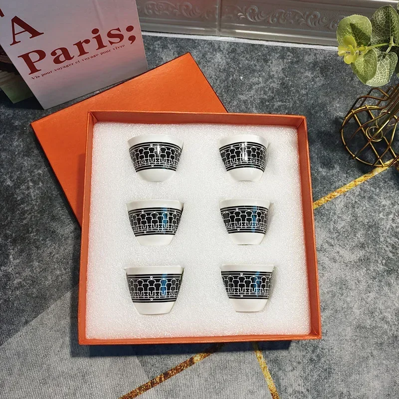 

Advanced creative trend ceramic kung fu small tea cups, high-end wine cups, 6 original gift boxes, suitable for home gifts set