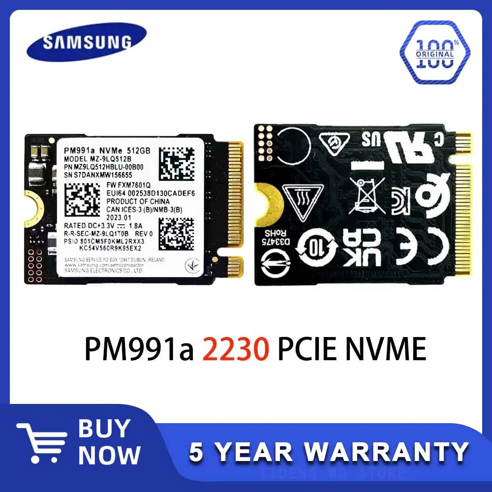 Samsung PM991a 1TB SSD M.2 2230 Internal Solid State Drive PCIe PCIe 3.0x4 NVME SSD For Microsoft Surface Pro 7+ Steam Deck