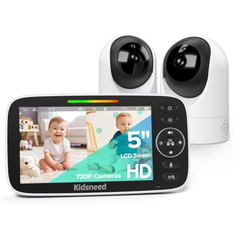 

need 5 Split Baby Monitor with 2 HD 720P Cameras Plastic Black Night Vision Two-Way Audio Digital Display