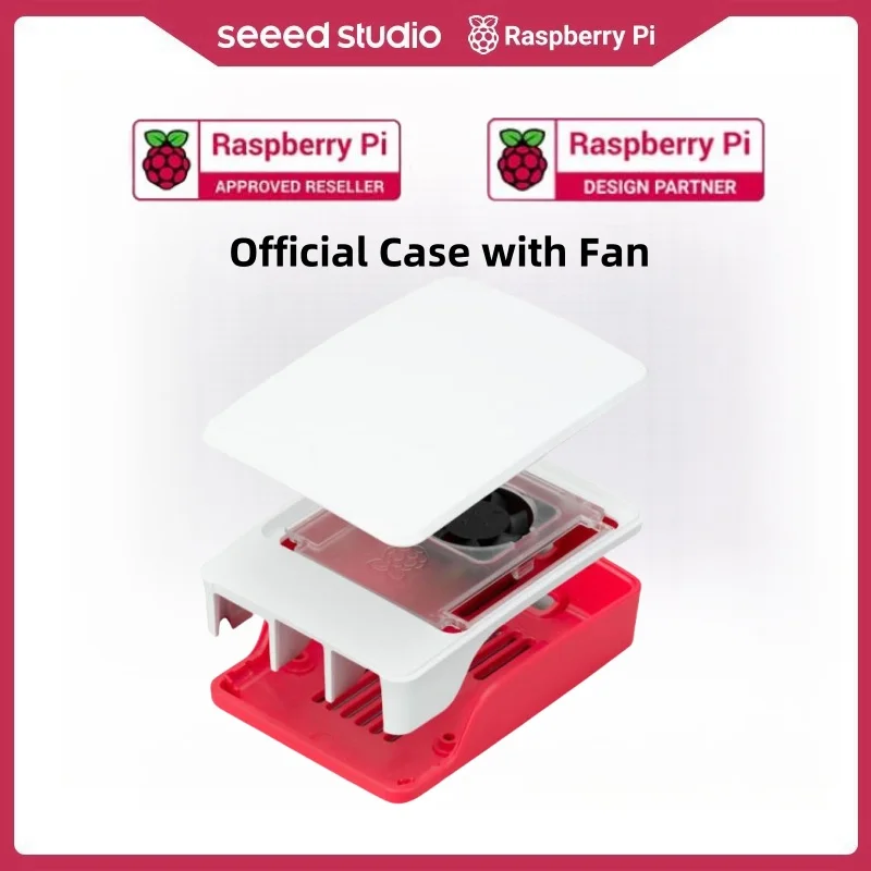 

Official Raspberry Pi 5 Case Red White ABS Shell with Fan Support Cluster Stacking for RPI 5 P