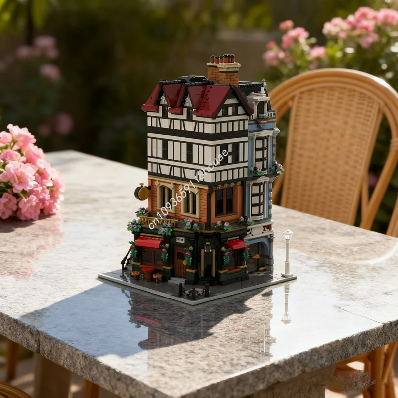 

988pcs MOC Tudor Corner Timber Floor Furnished Model Building Blocks Architecture Assemble Christmas Gifts DIY Idea Toys Brick