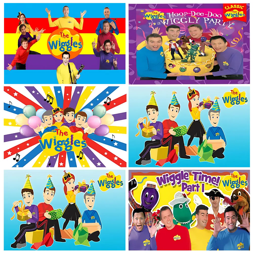 

Wiggles Theme Kid Birthday Party Decoration Hot Music Stars Blue Cartoon Background Photography Banner Baby Shower Supplies
