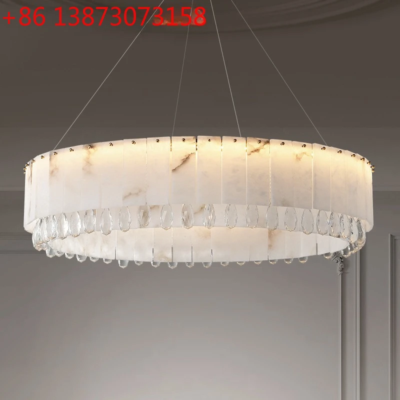 

Полностью медный мраморный светильник, роскошная хрустальная люстра для гостиной, современный простой дизайнерский светильник для виллы, дуплексный напольный светильник для спальни