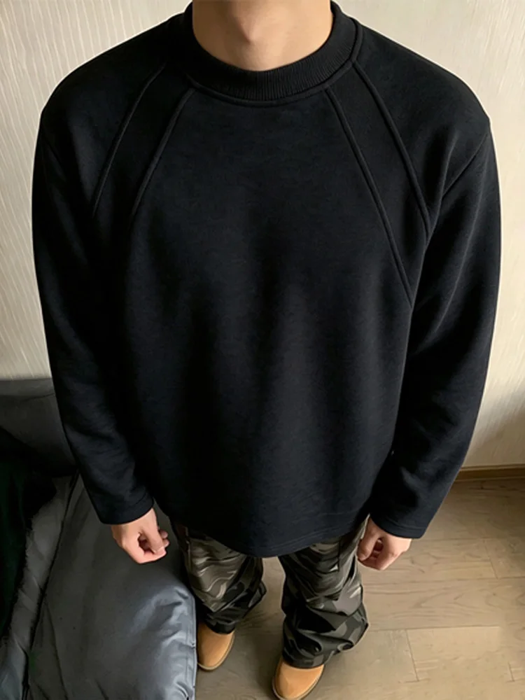 American Style Long Sleeve round Neck T-Shirt Men's Base Layer Autumn Vintage High-End Feeling Sweatshirt Heavy White Ash