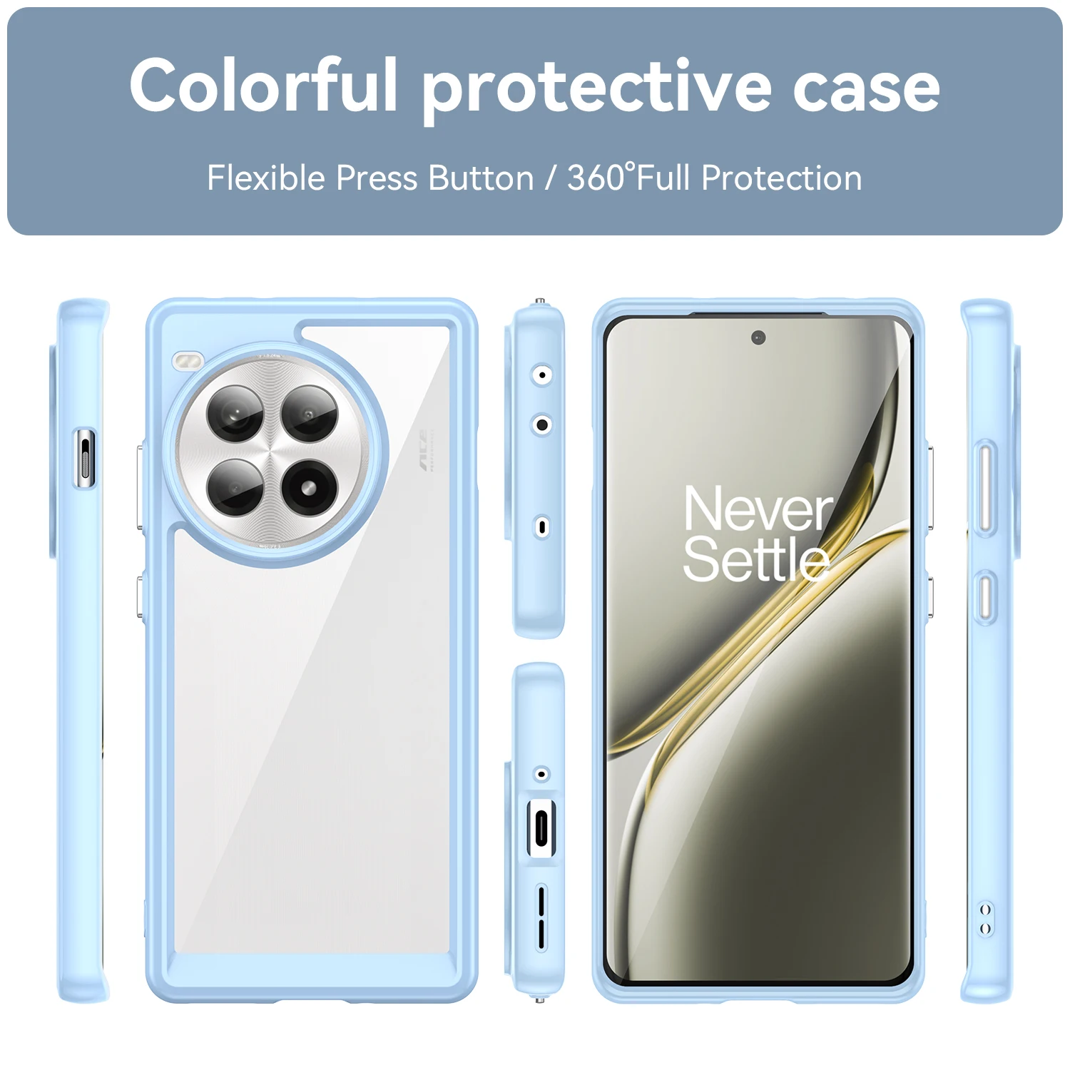 Transparent PMMA Case For OnePlus Ace 3 Pro Ace3 3Pro Ace3Pro Colorful Soft Border Hard Protective Shell Dustproof Anti-Shatter