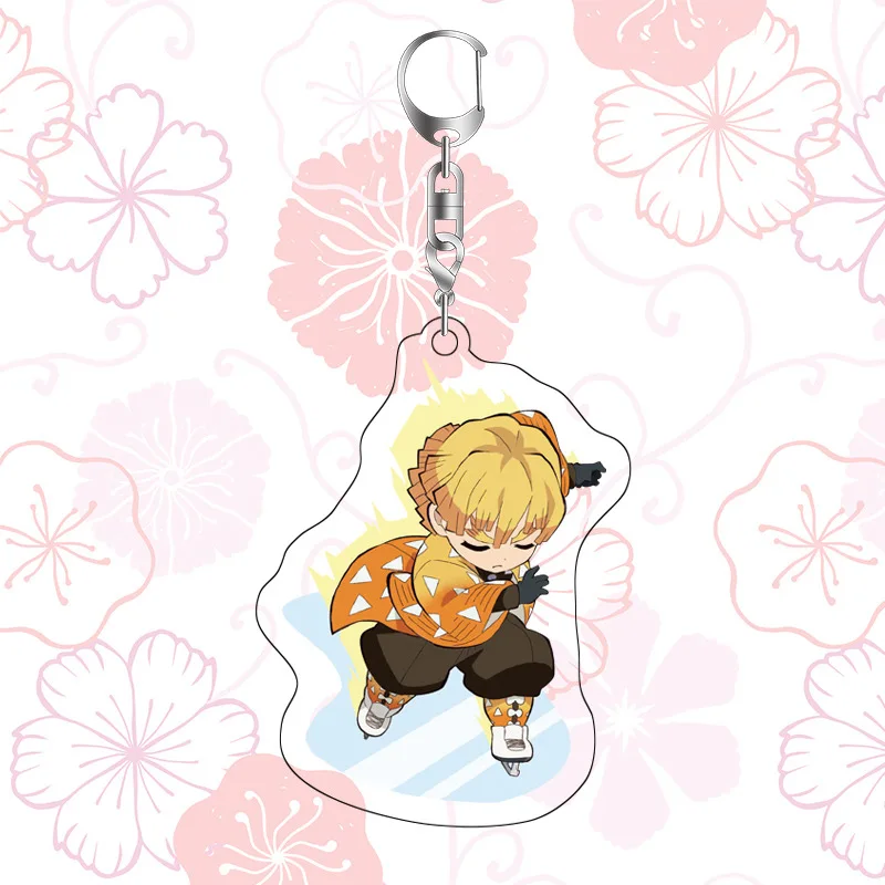 Lindo llavero acrílico de Anime Kamado Tanjirou Nezuko Makomo Agatsuma Zenitsu Hashibira Inosuke lindo un bolso de cuerda paquete adornos
