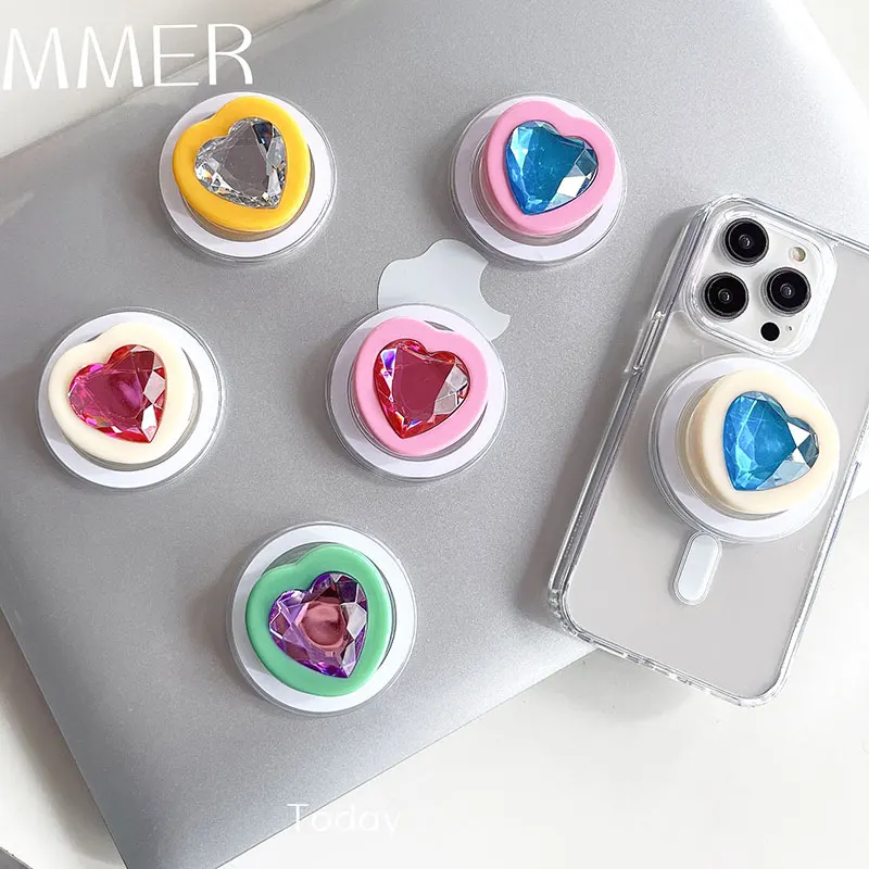 

Корейское милое 3D алмазное сердце любви для Magsafe, магнитный телефон Griptok Grip Tok, аксессуары для мобильных телефонов, кронштейн, держатель, поддержка