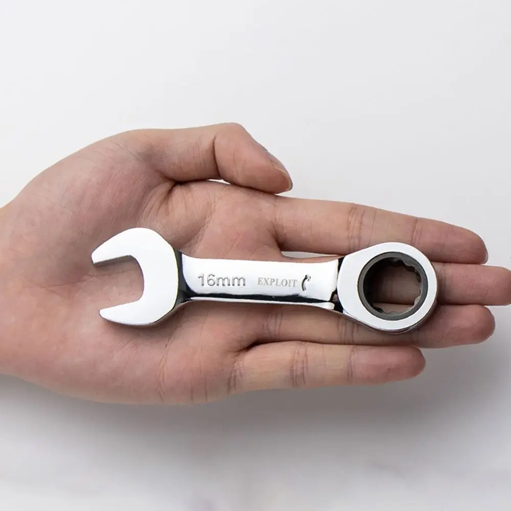 1Pcs New 6-19mm Ratchet Spanner Reversible Combination Short Handle Stubby Single Wrench 72 Teeth Steel Nut Repair Tool