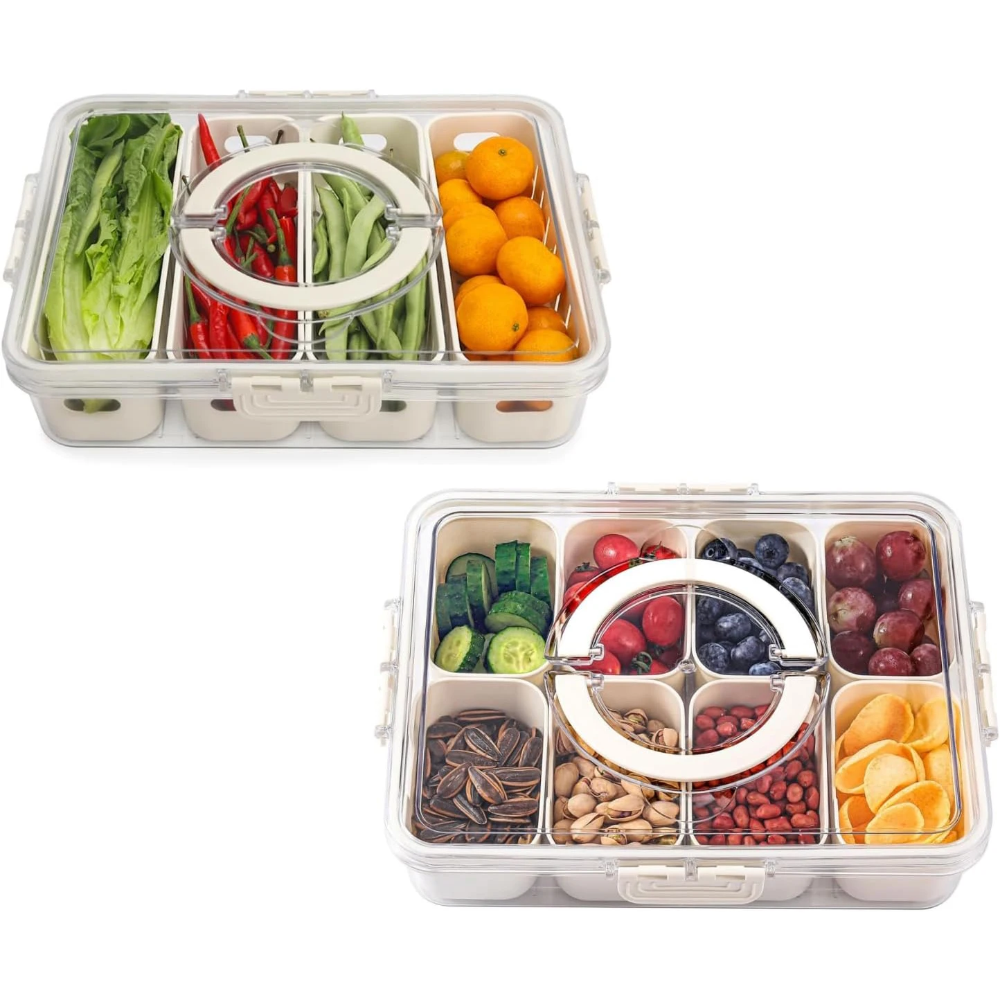 

Storage Containers With Lid Handle Portable Food Box Removable Colanders Fresh For Fruit Vegetable Refrigerator Kitchen Picnic