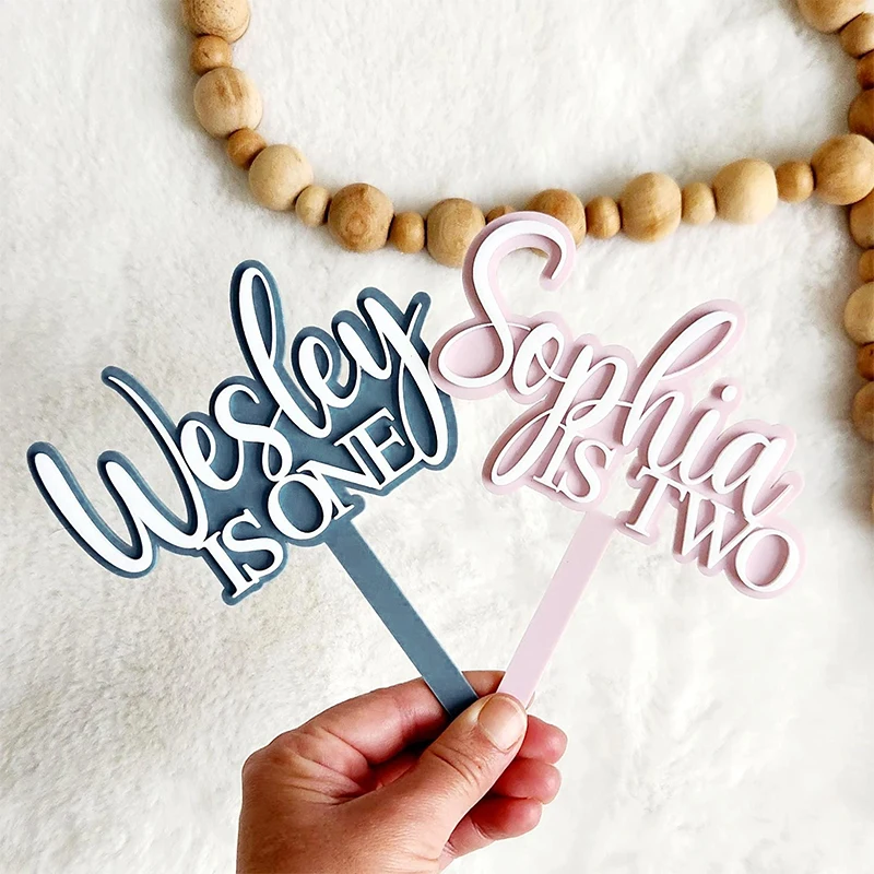 

Personalized Acrylic Cake Topper Custom Acrylic First Birthday Cake Topper for Boy and Girl Name