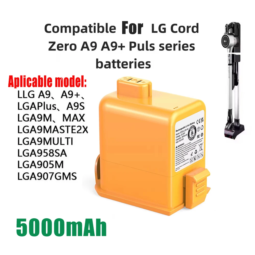 

5000mAh Battery for LG Cord Zero A9 Series (A9,A9+,PLUS,A905M, A907GMS,A9 MAX,A9MASTER2X, A958/SK/SA) EAC63758601 EAC63382208