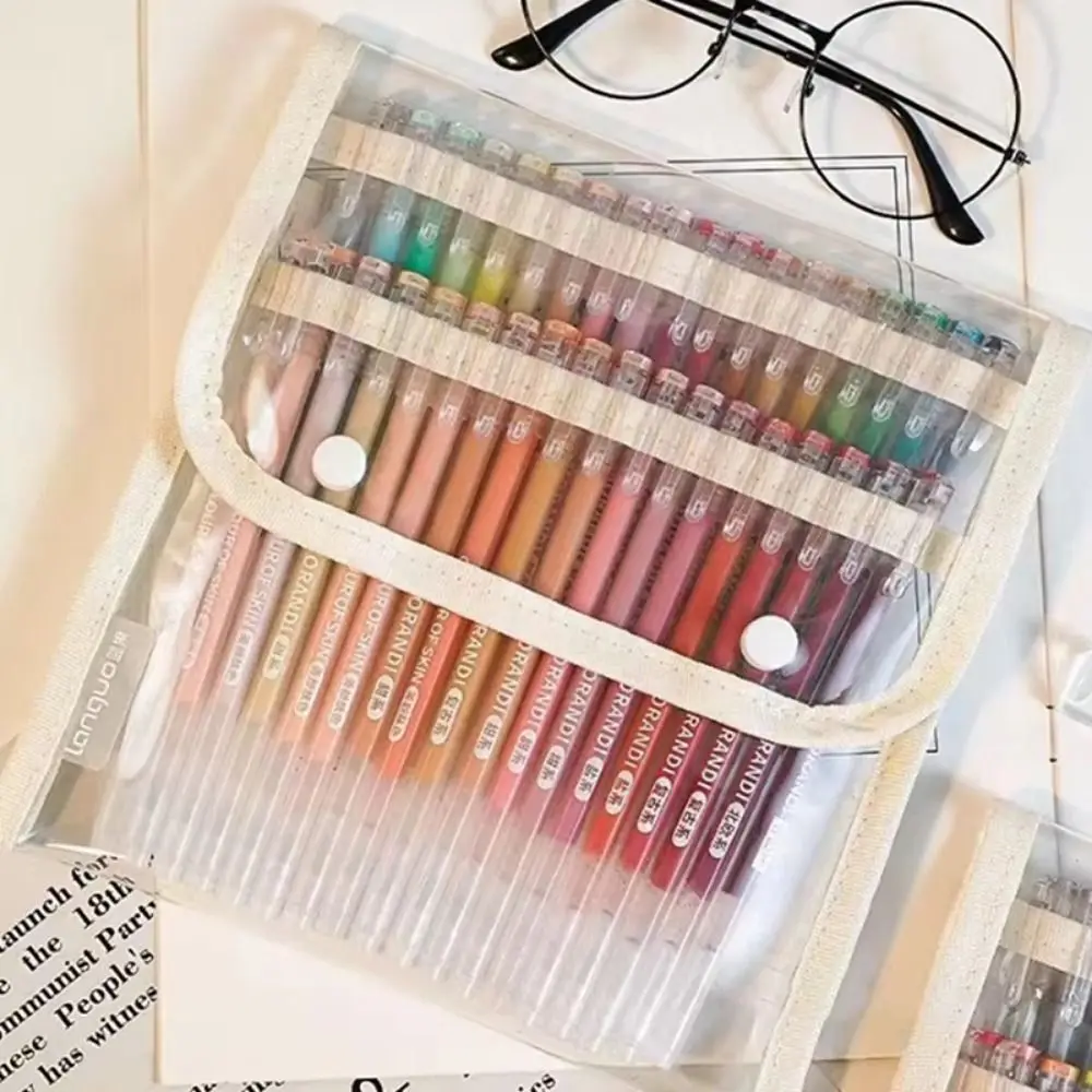 Custodia per penna gel di grande capacità per 36/108 pezzi Penne gel Custodia per penna colorata trasparente Fibbia leggera/cerniera