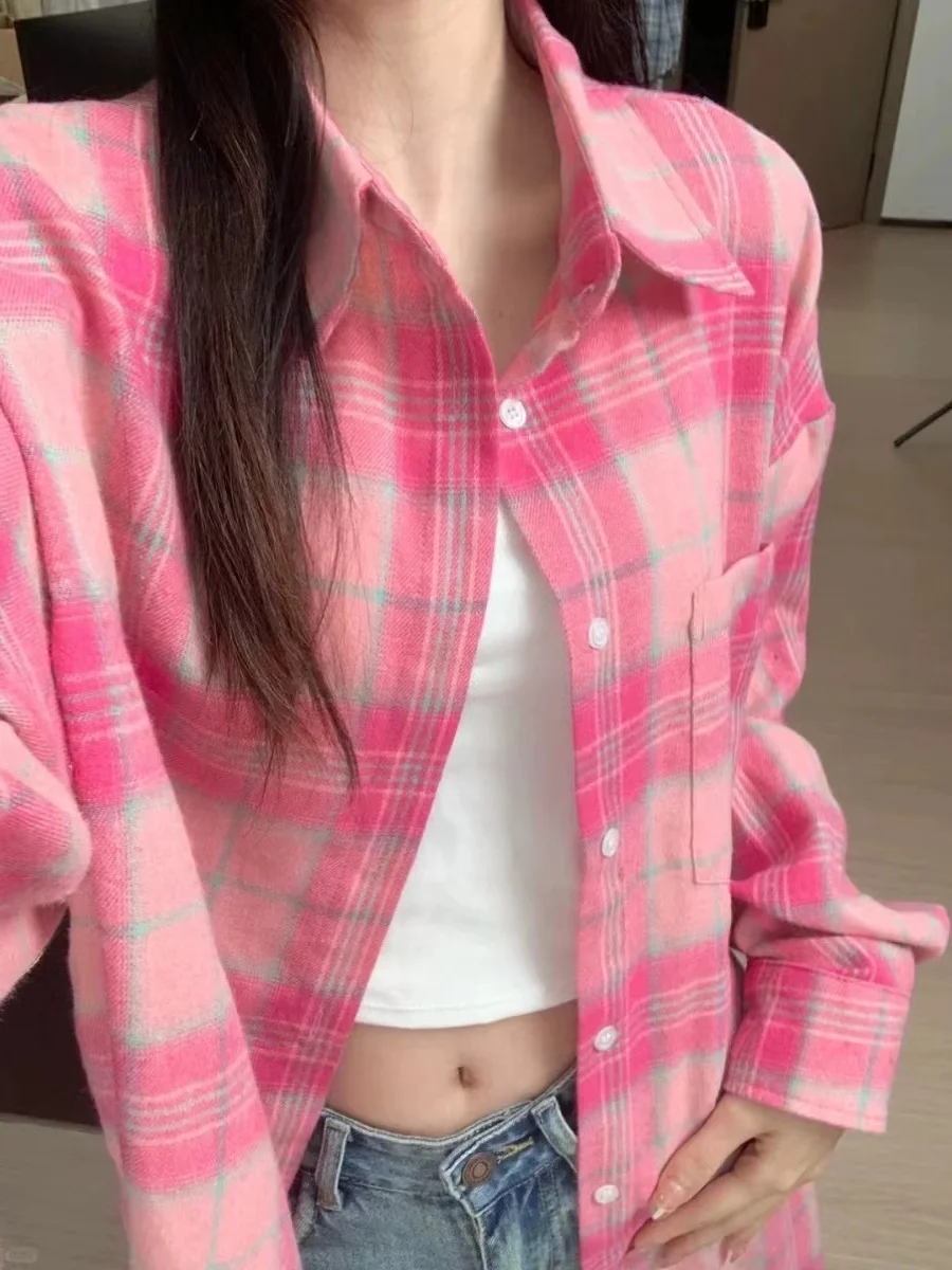 Vrouwen Vintage Chic Single Breasted Losse Lange Mouwen Eenvoudige Shirts Populaire