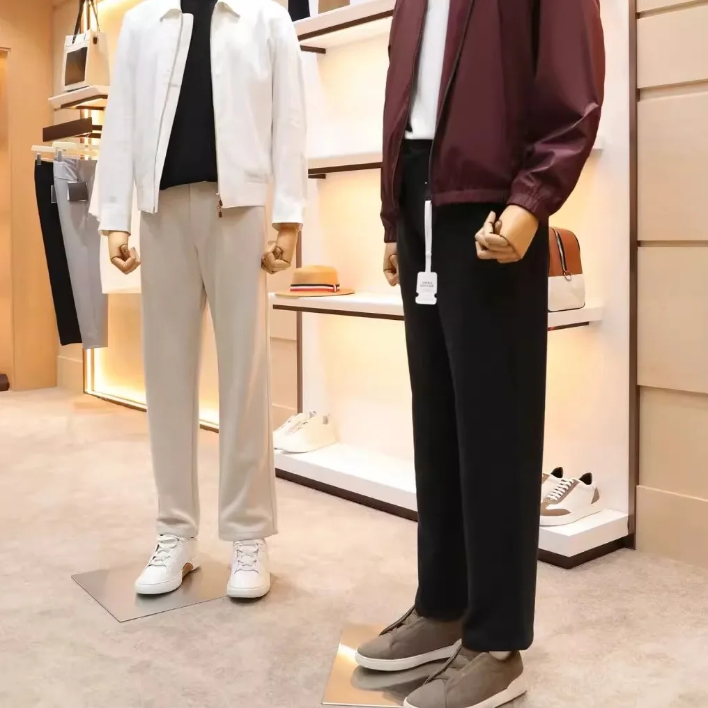 

Итальянские роскошные мужские осенне-зимние деловые повседневные высококачественные прямые брюки из ацетатной шерсти, модные длинные брюки