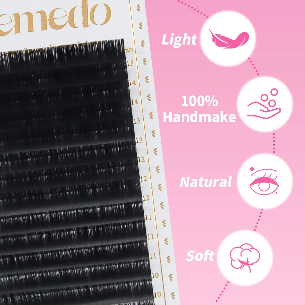 JEMEDO Classic Individual Eyelashes C/D Curl False Cilio Eyelash Extensions Natural Soft Mink Lashes High Quality Matte Eyelash