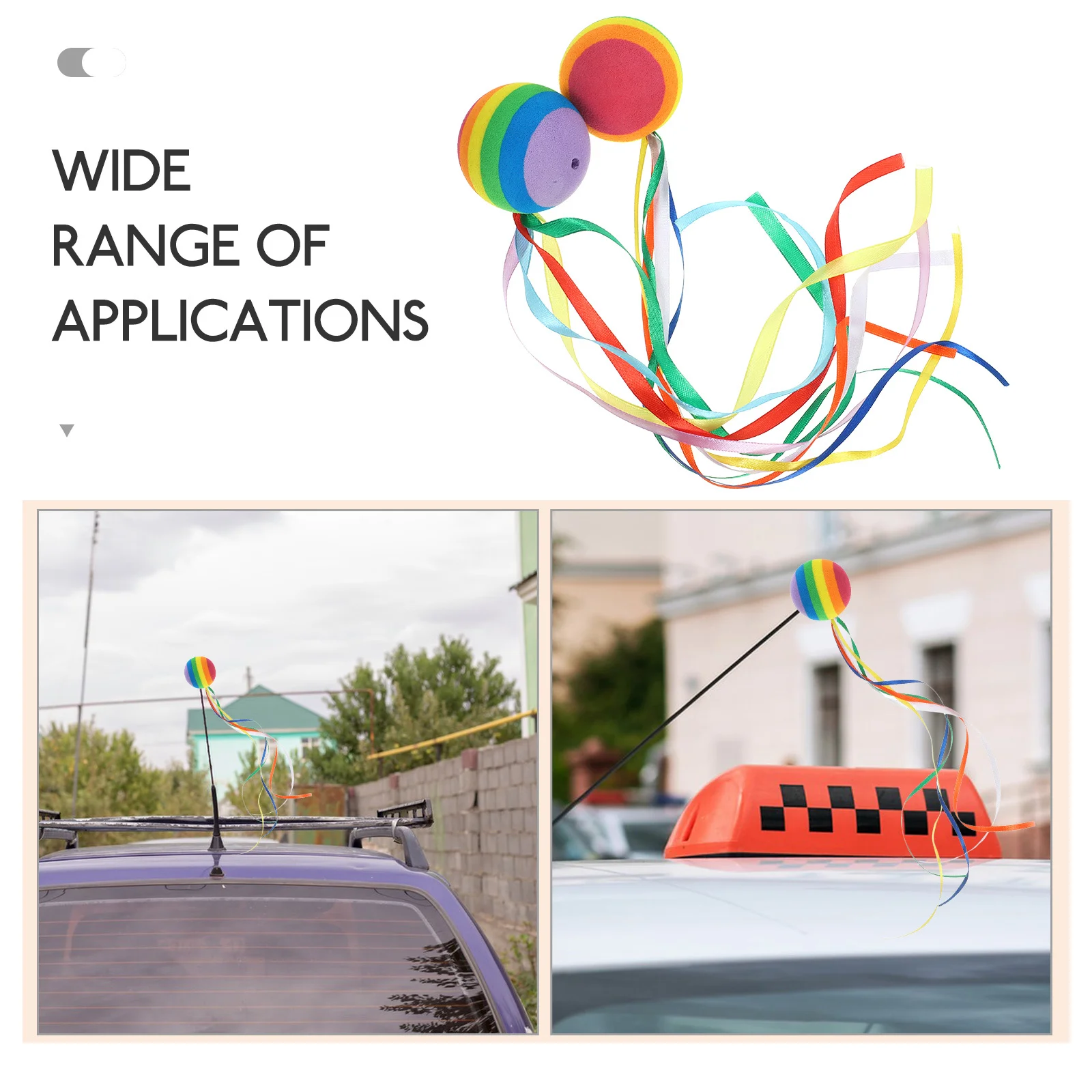 

2pcs Car Antenna Decoration Vehicle Antenna Ball Rainbow Design Durable Auto Styling Accessory For Cars Trucks Suvs