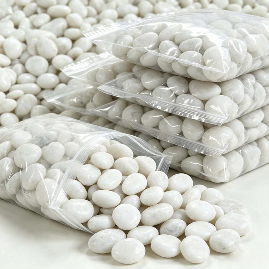 250/350/450g White Polished Pebble Stones River Rocks, Decorative Gravel for Succulent Dressing, Vase Filler, Terrarium XJM