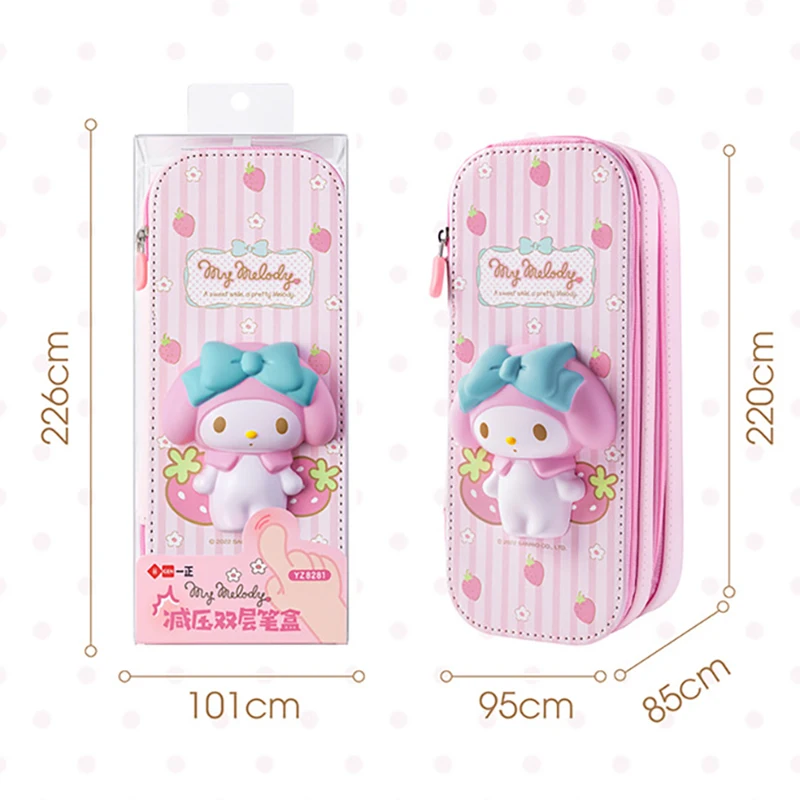 Sanrio PU Large Capacity Pencil Case Kawaii Hello Kitty Cinnamoroll Melody School Pencils Bag Pouch Pen Case Supplies Stationery