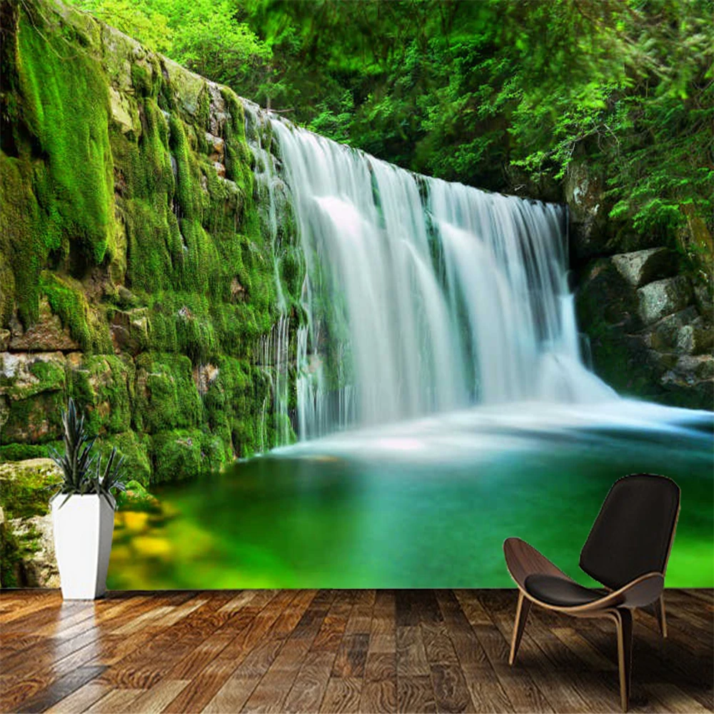 

Papel de parede Lake Waterfall Forest Landscape natural landscape 3d wallpaper mural,living room bedroom home decor