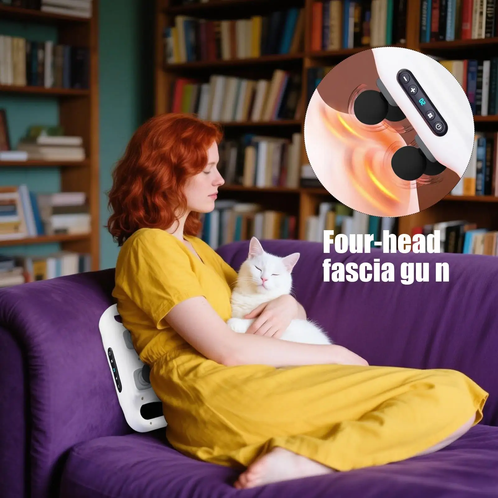 

Percussion Massager Waist Massager With 4 Massage Heads 6-Speed Mode Muscle Relaxation Device For Home Gym Athletic Training Men