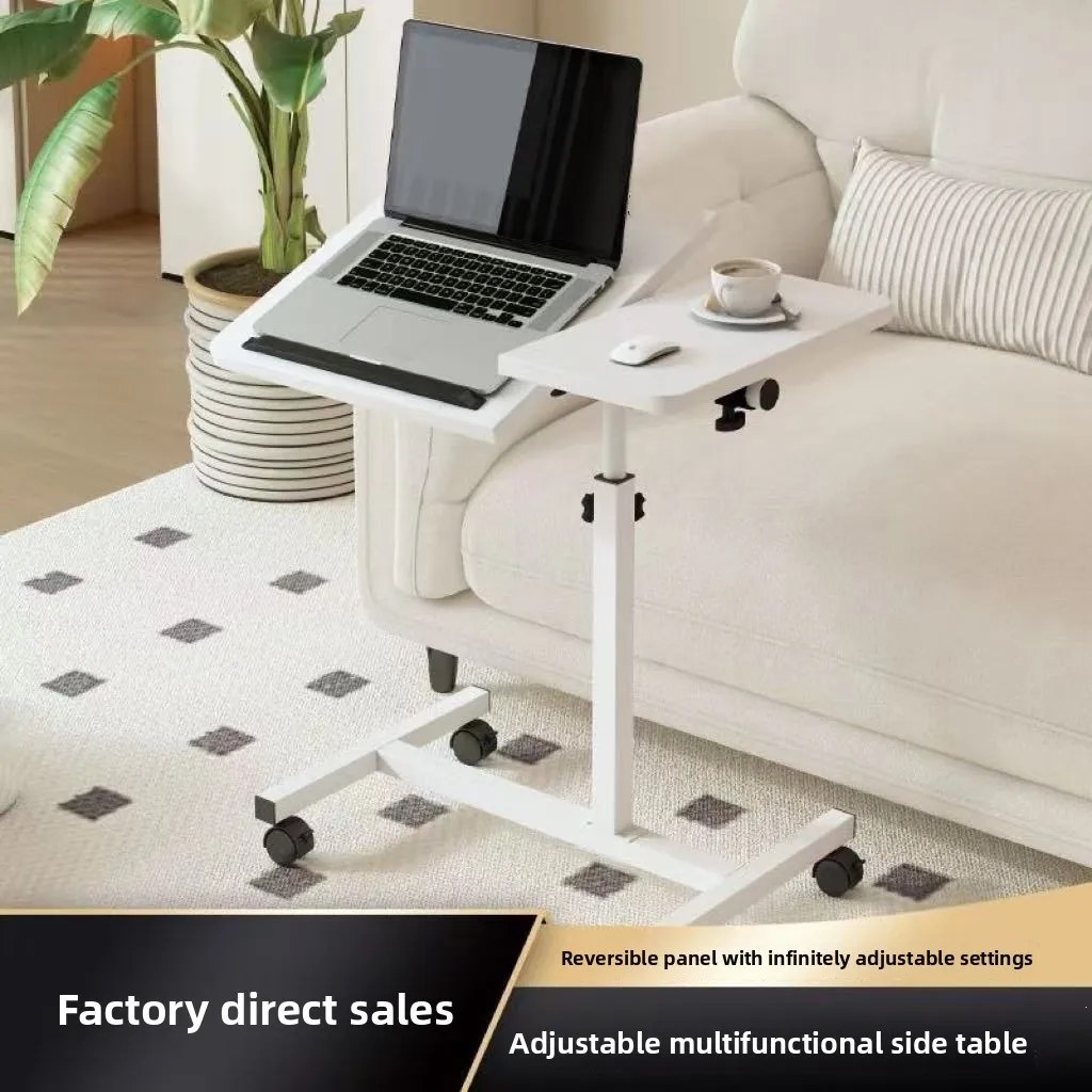 Foldable Height Adjustable Mobile Coffee Table Rotating Lift Top Engineered Wood Board Wheeled Sofa Side Bedside Laptop Desk