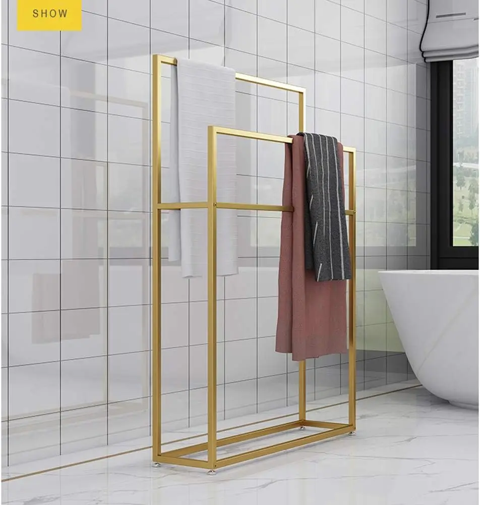 Elegant Gold Towel Stand Heavy Duty Large Size Sturdy & Rust-Resistant 180cm Height Free Standing Kitchen Bathroom Organizer