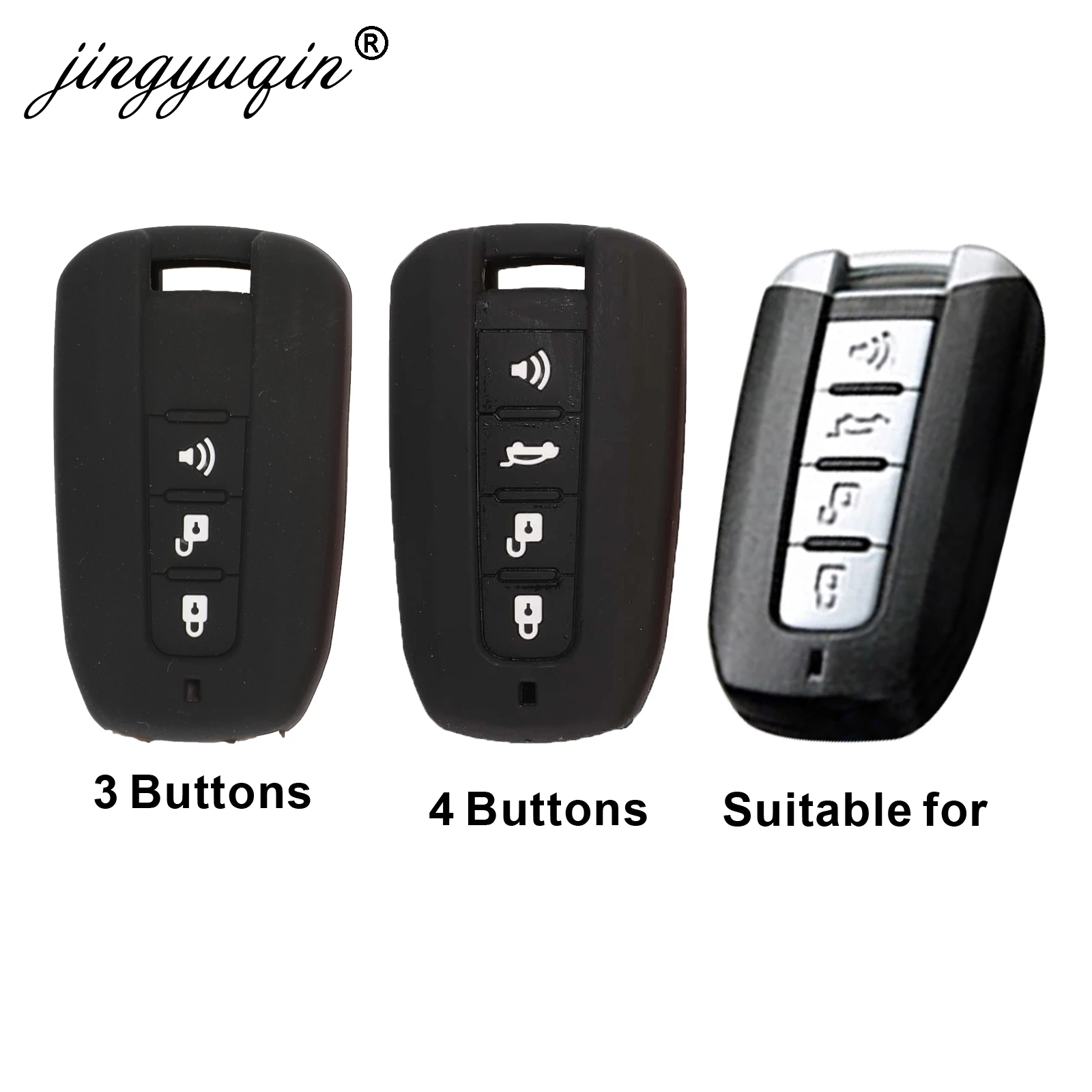 Jingyuqin силиконовый чехол для автомобильного ключа FOB для Ssangyong Tivolan Actyon Kyron Korando Rodius чехол для дистанционного ключа автомобиля Стайлинг 3/4 кнопки