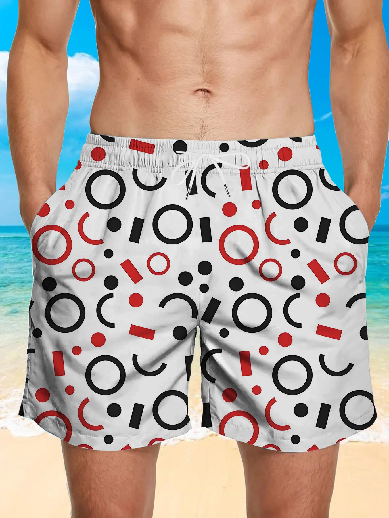 

Plus Size Men Digital Printed Shorts Full Print Quick Dry Polyester Beach Trunks