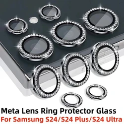 Bling Diamond Glass Camera Lens Protector Case For Samsung Galaxy S24 S25 Ultra S23 S22 FE Plus Ultra Lens Ring Cap Locator S25