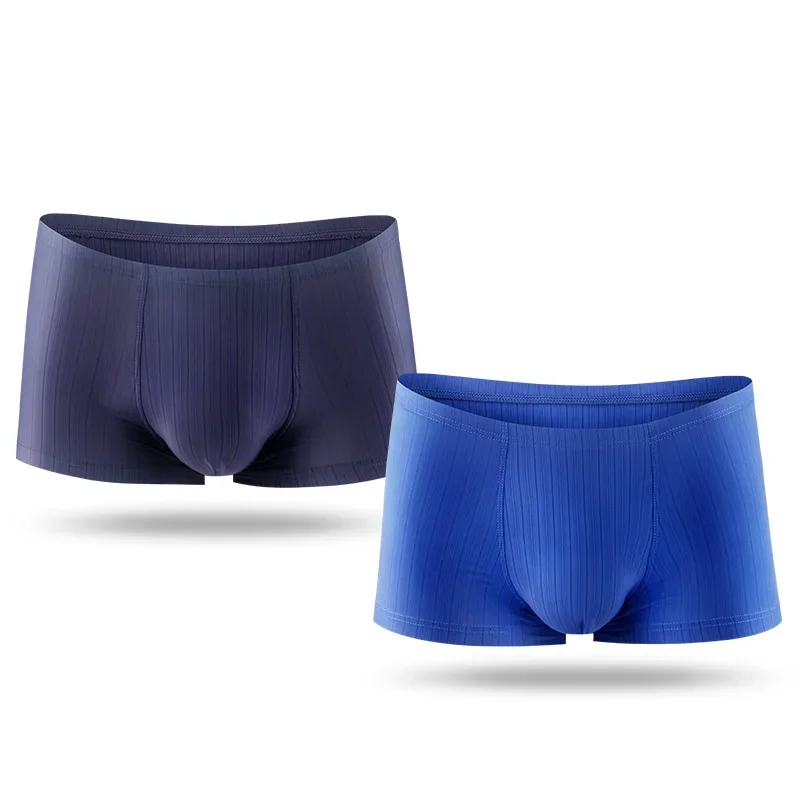 1pc Summer thin breathable men's ice silk seamless underwear boxers a piece of youth sexy boxers