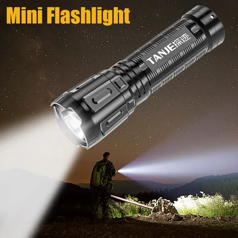 Mini Portable Led Flashlight Multi-Purpose Torch Lamp Lantern USB Rechargeable Flashlight For Outdoor Camping Hiking Lighting