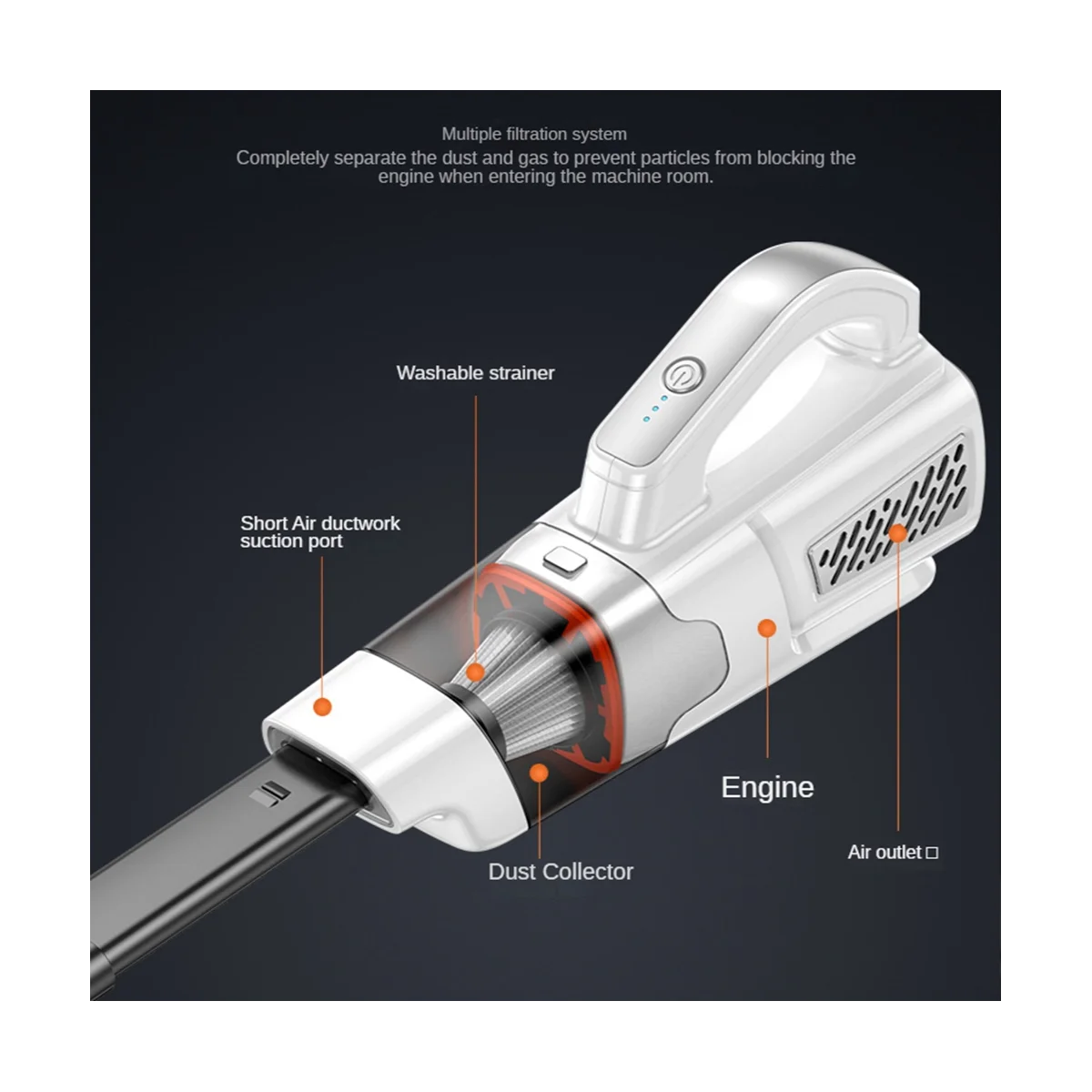 Penyedot debu Motor tanpa kabel 13000Pa, penyedot debu nirkabel Motor tanpa sikat 2 kecepatan genggam kuat untuk mobil rumah kantor putih