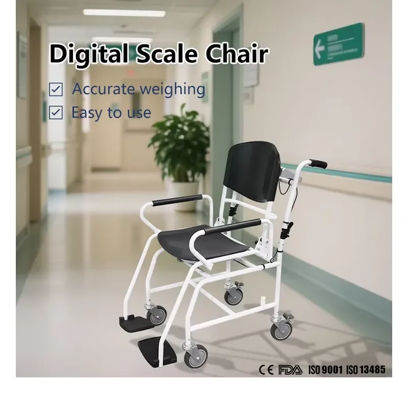 for Hospital Electric Digital Patient Weighting Scale Black PP Iron Wheelchair Chair Manufacturer Direct Sale